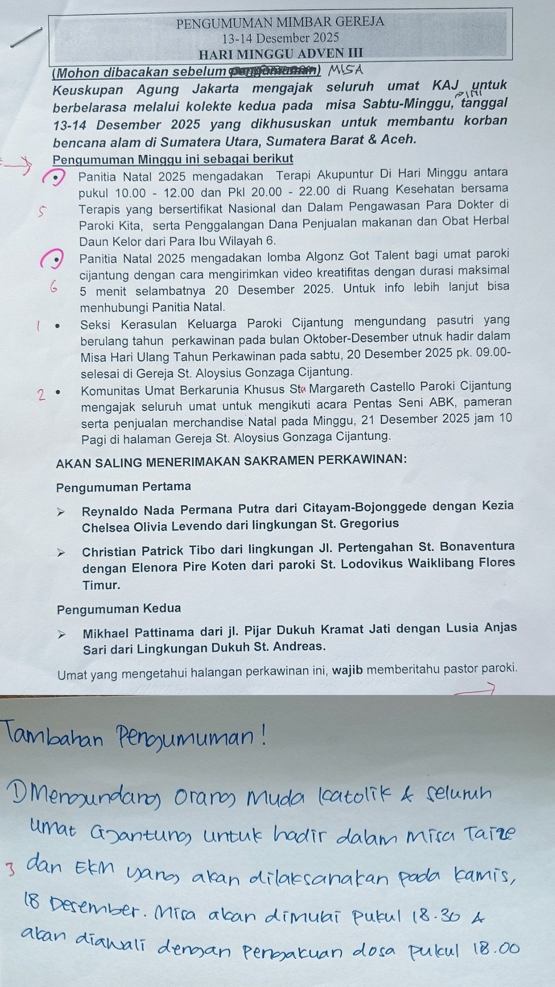 Pengumuman 13-14 Desember 2025